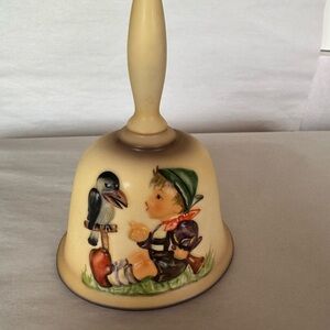 Hummel Cream Ceramic Bell with Boy and Bird